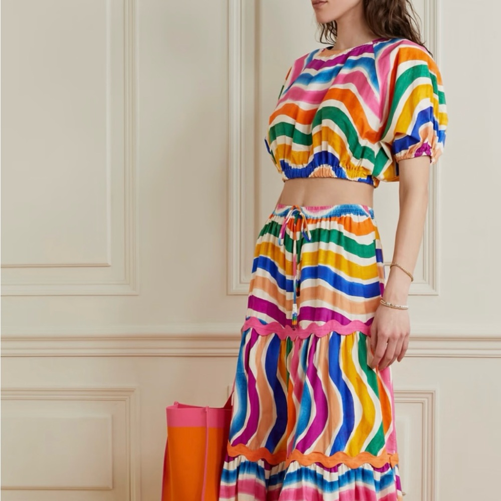 NWT Farm Rio Dancing Stripes 100% Cotton Crop Top